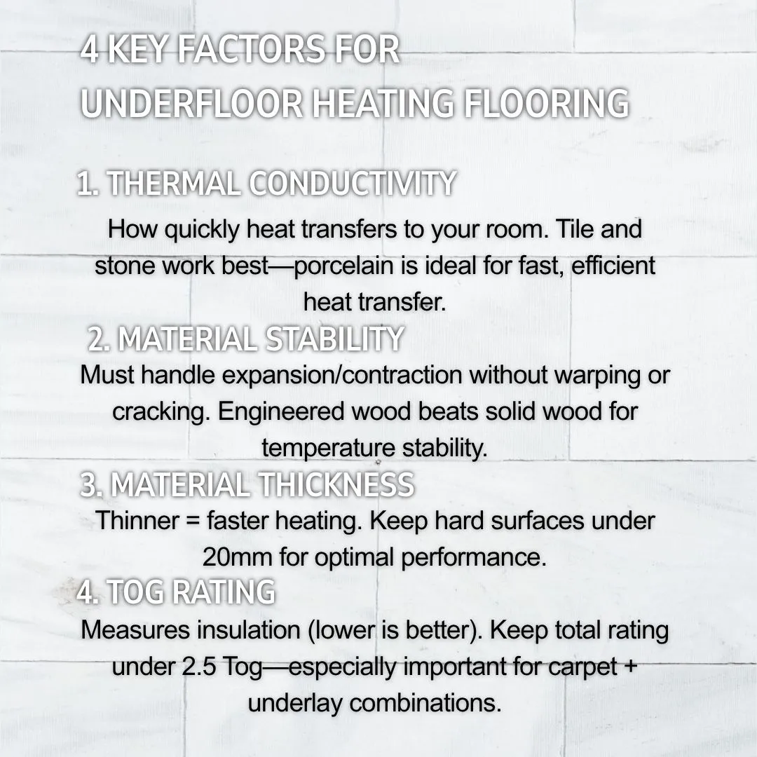 4 factors for UFH flooring