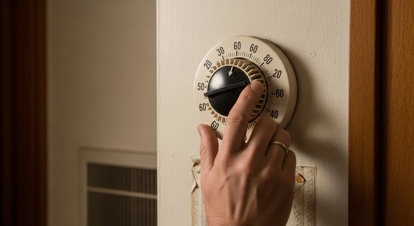 Old-fashioned manual dial thermostat