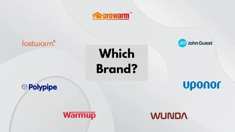 List of brands with logos of underfloor heating companies in the UK.