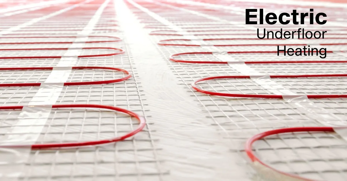 An electrician testing an underfloor heating system with a multimeter.