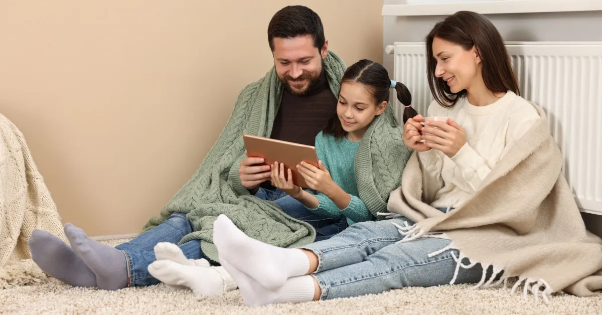 Family enjoying comfortable home with UFH