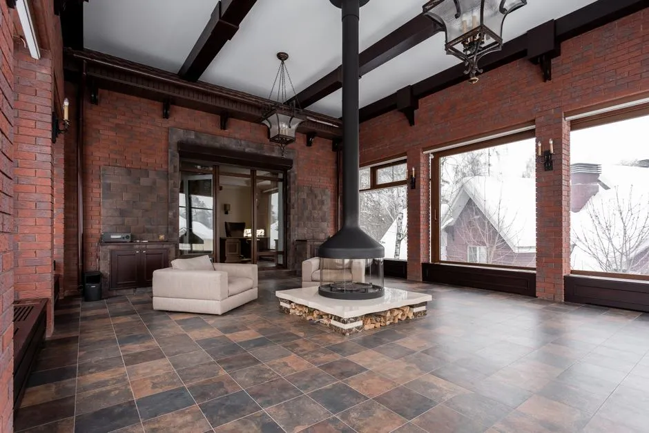Stone flooring in a UK living space with underfloor heating