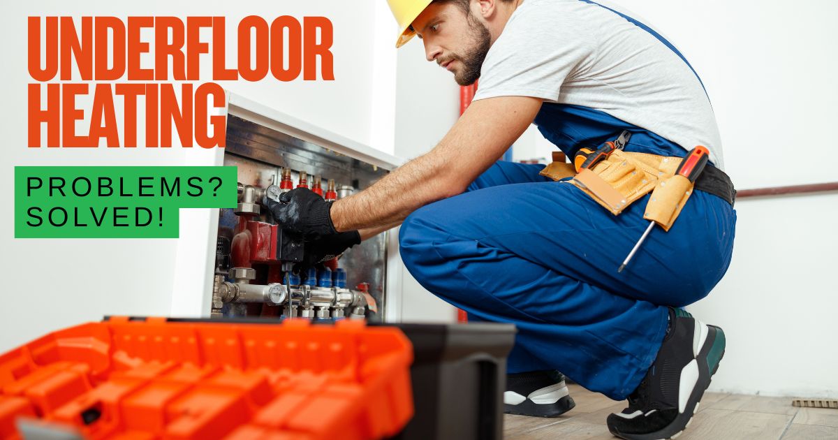 An engineer checking an underfloor heating system before deciding on repair or replacement
